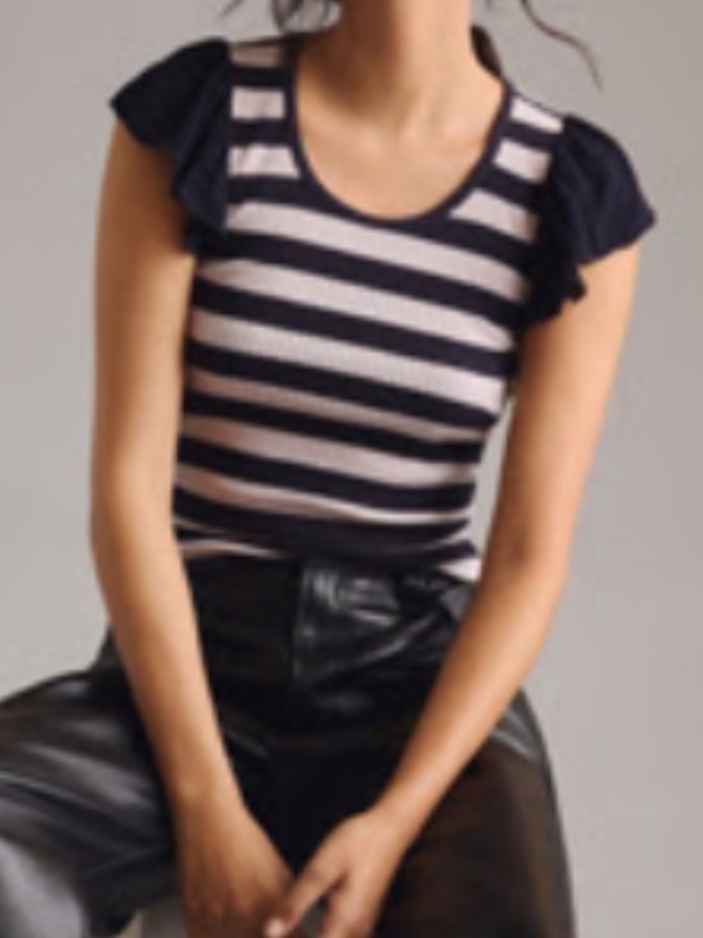 Anthropologie T’la ribbed ruffle sleeve tank